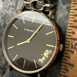 Coach Perry Watch Black Leather Strap